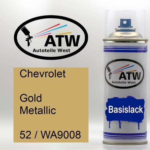 Chevrolet, Gold Metallic, 52 / WA9008: 400ml Sprühdose, von ATW Autoteile West.